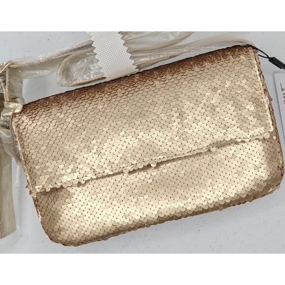 Nicole Miller Gold Sequin Bag Purse - Picture 2 of 9